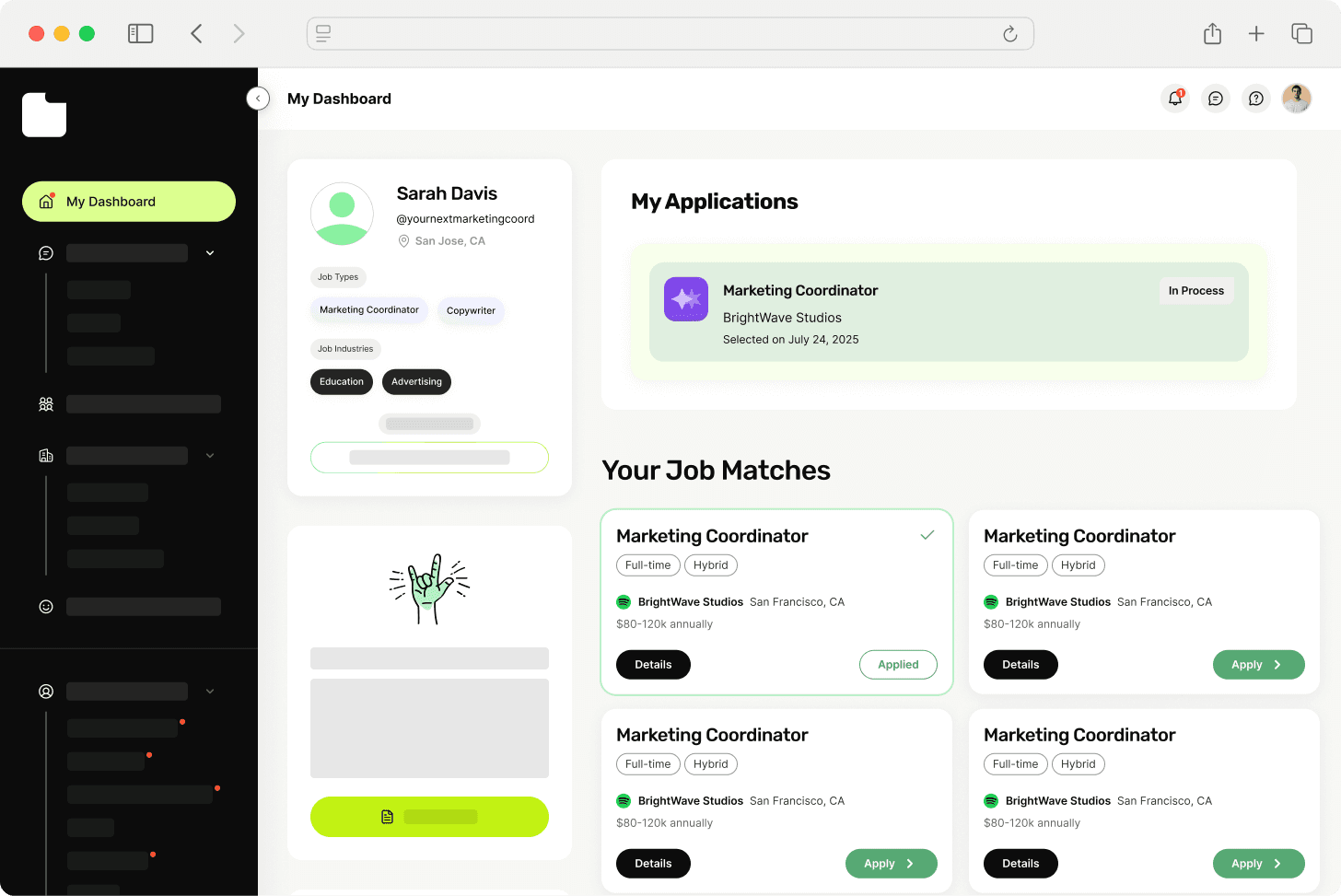 Unlock payoff: personalized matches and faster apply after finishing onboarding